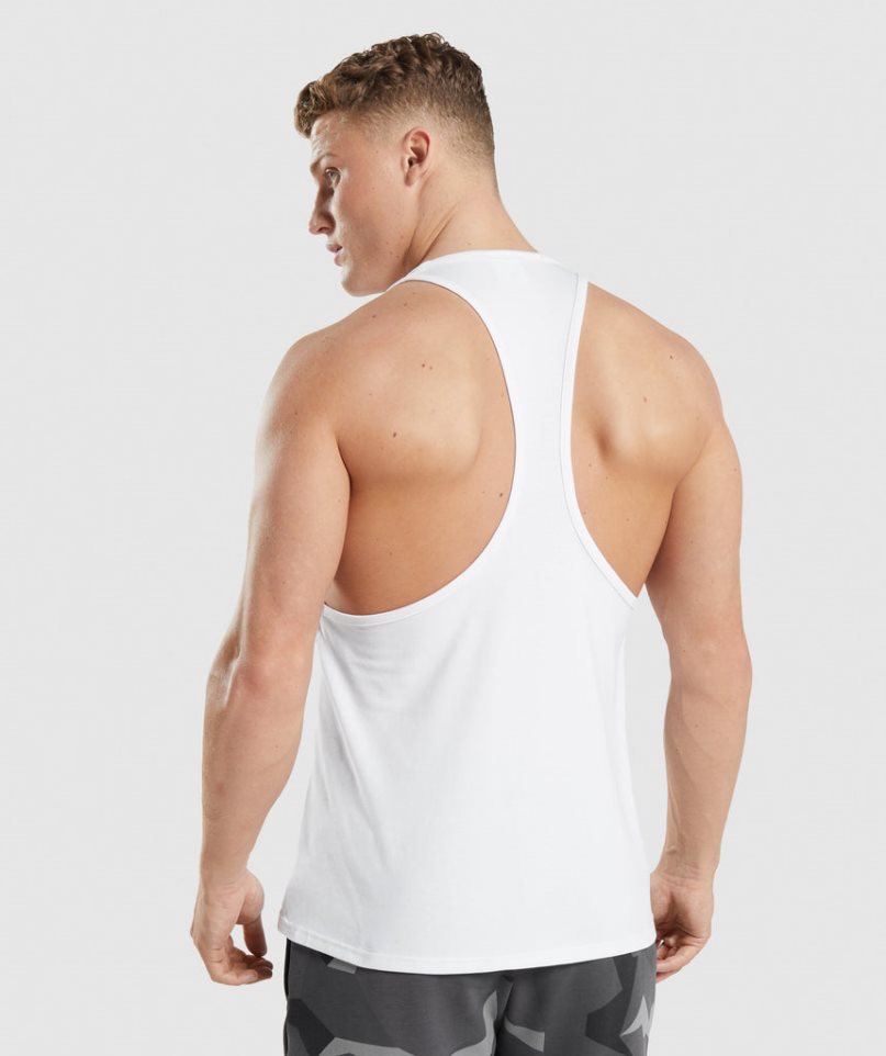 Men's Gymshark Critical Stringer Tanks White | NZ 2YQBZI